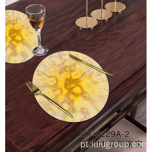 Individuais de ouro em PVC para mesa de jantar